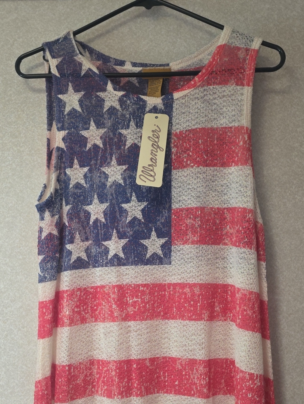Wrangler Women's Sleeveless American Flag Tank Top - Red, White, Blue